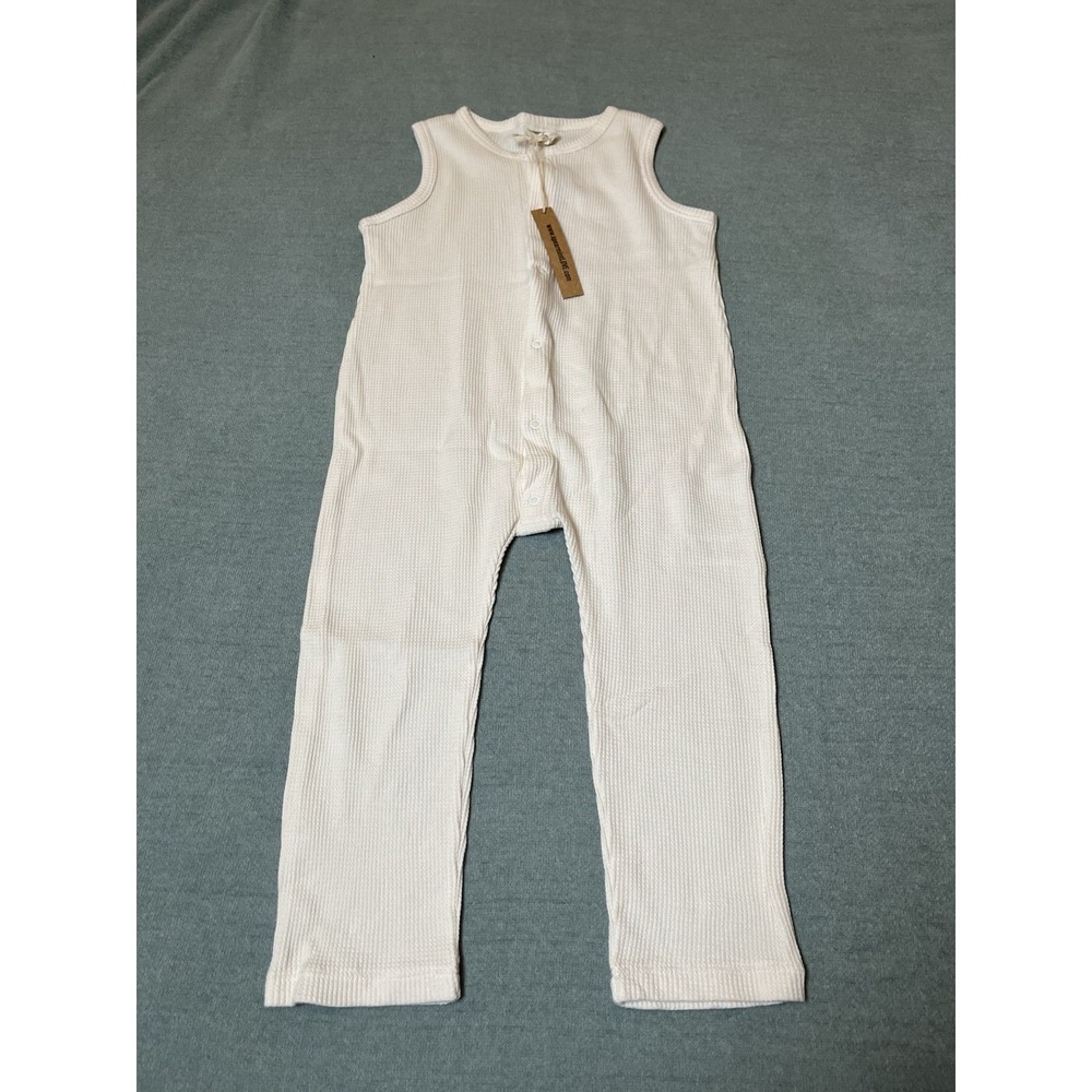 Spearmint Love NWT Cream Ribbed One Cotton  Sleeveless Jumpsuit Romper - Size 3T